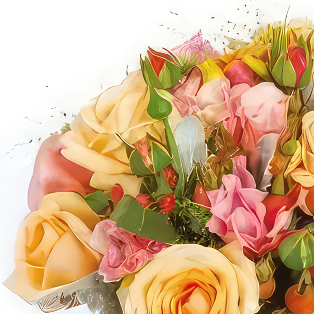 Λιλ λουλούδια- Floral σύνθεση από πολύχρωμα τριαντάφυλλα Μέλ Μπουκέτο/ρύθμιση λουλουδιών