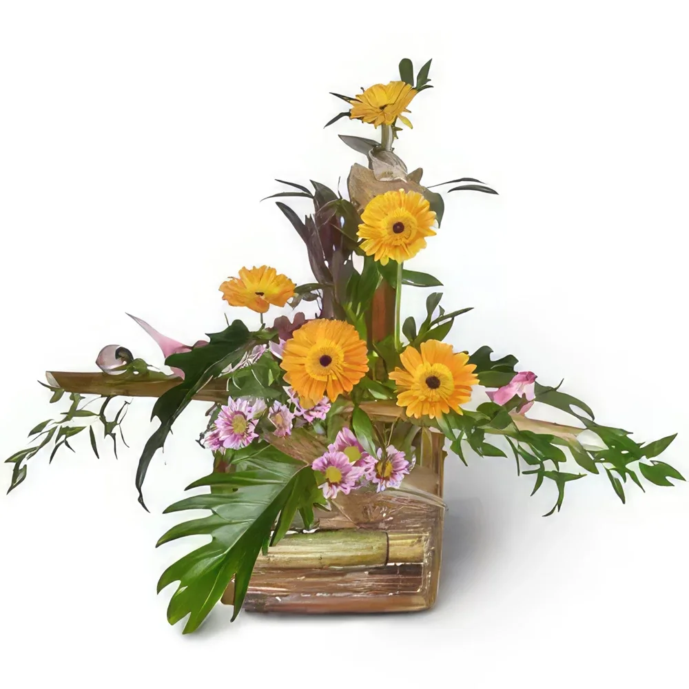 Krakkó-virágok- Sárga zöld Virágkötészeti csokor