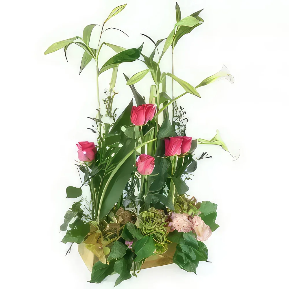 Pau blomster- Blomsterarrangement pink & grøn Salvador Blomst buket/Arrangement