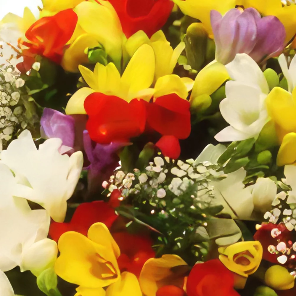 Krakkó-virágok- Sárga és Piros Virágkötészeti csokor