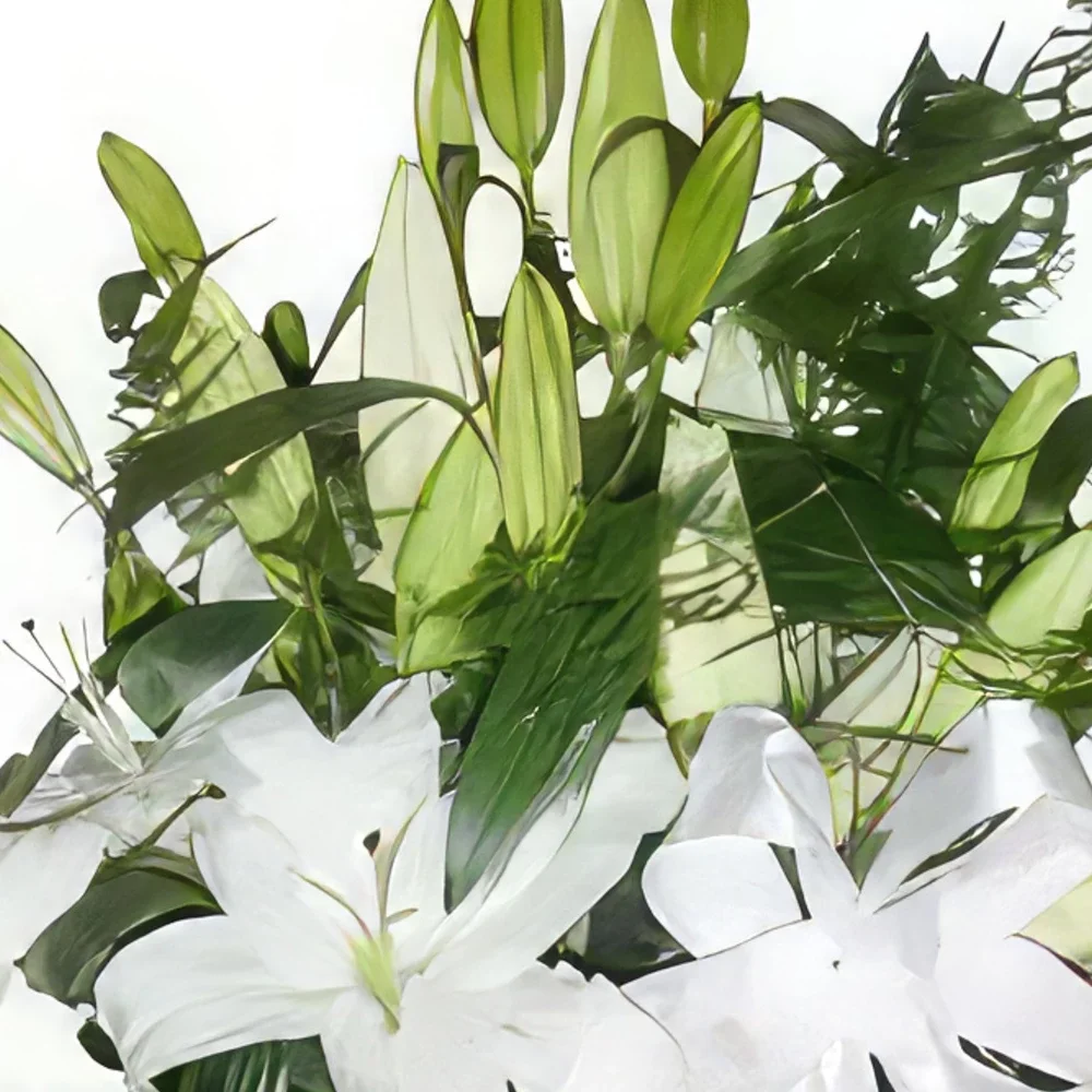 Krakkó-virágok- Fehér szalag Virágkötészeti csokor