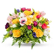 Haus Online Blumenhändler - Tafelaufsatz mit bunten Blumen Blumenstrauß