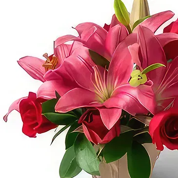 Santa Maria flowers  -  Arrangement of Lilies and Red Roses Flower Bouquet/Arrangement