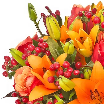 East Timor flowers  -  Orange roses and lilies bouquet Flower Bouquet/Arrangement