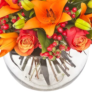East Timor flowers  -  Orange roses and lilies bouquet Flower Bouquet/Arrangement