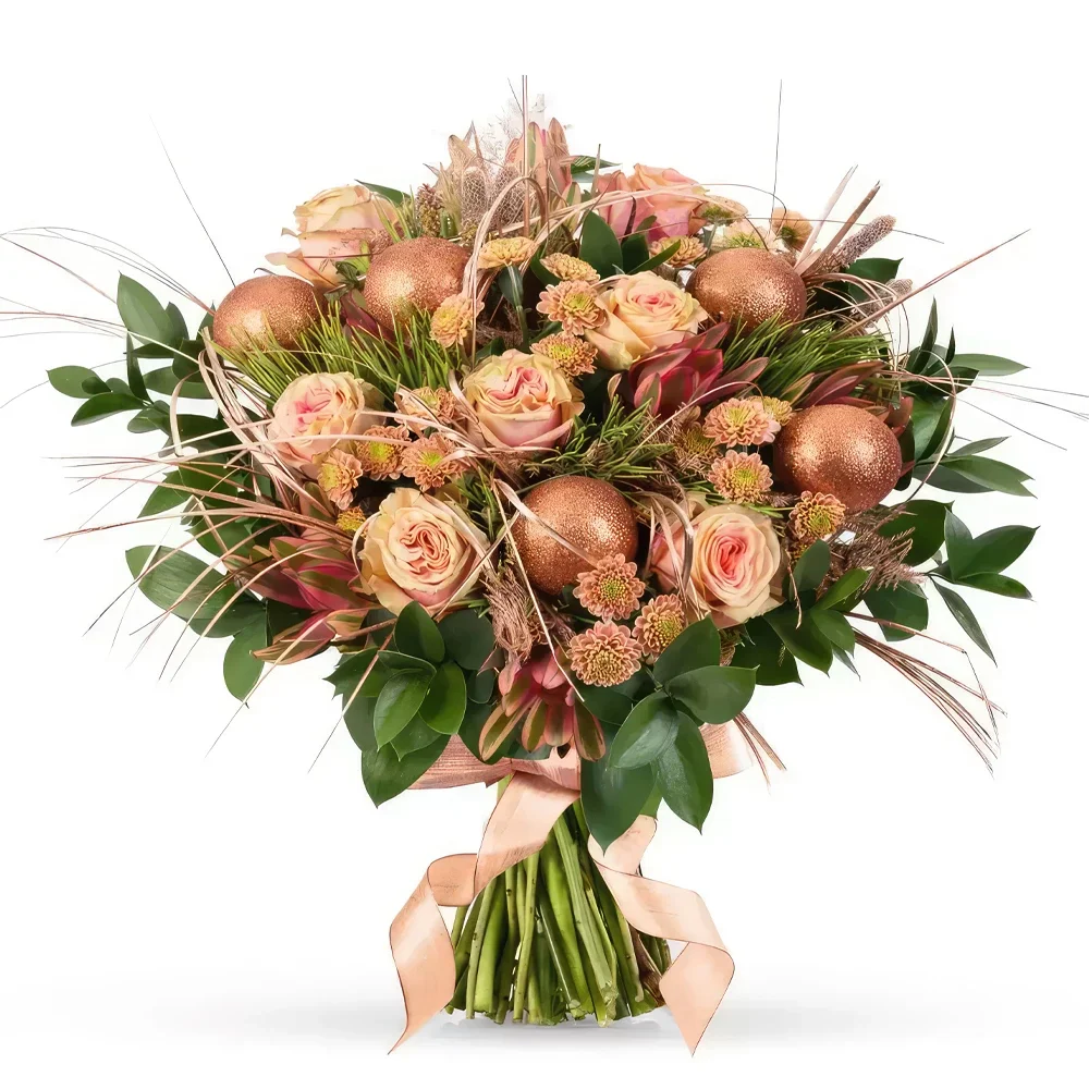 بائع زهور نابولي- باقة الكريسماس البرونزية باقة الزهور