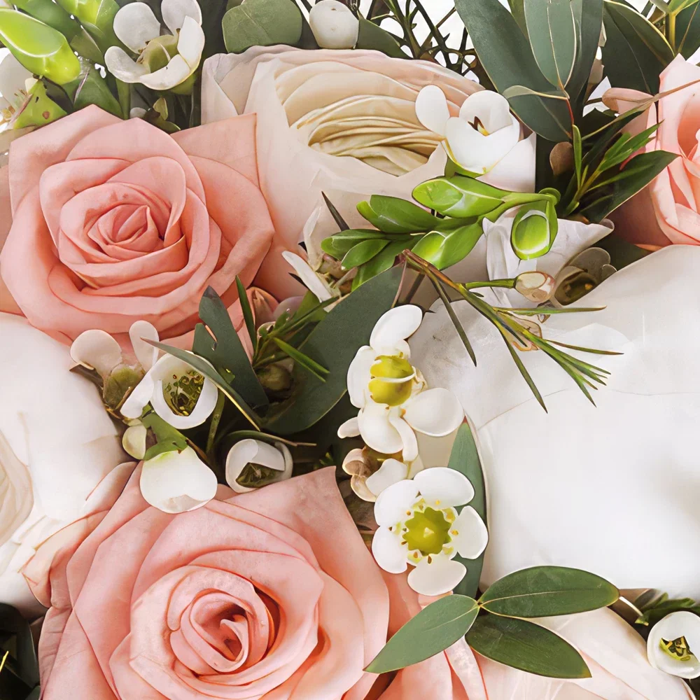 Lyon bunga- Buket Kejutan Toko Bunga Merah Muda & Putih Rangkaian bunga karangan bunga