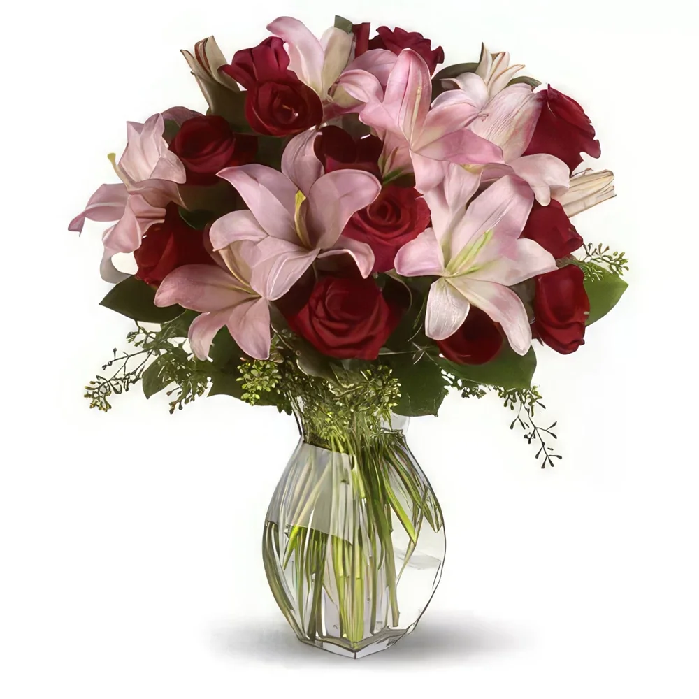 بائع زهور نابولي- السيمفونية الحمراء والوردية باقة الزهور