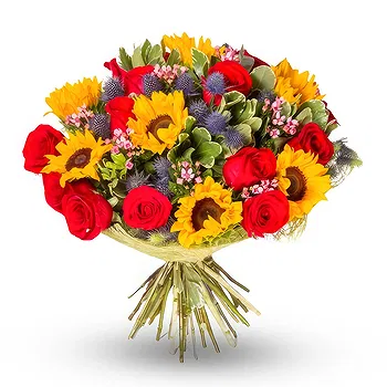 United Kingdom flowers  -  Bouquet with red roses and sunflowers Delivery
