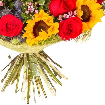 Guercif flowers  -  Bouquet with red roses and sunflowers Flower Bouquet/Arrangement