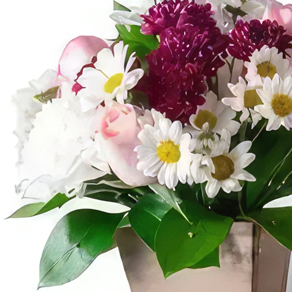 flores Fortaleza floristeria -  Arreglo de Daisies, claveles y rosas en tonos Ramo de flores/arreglo floral