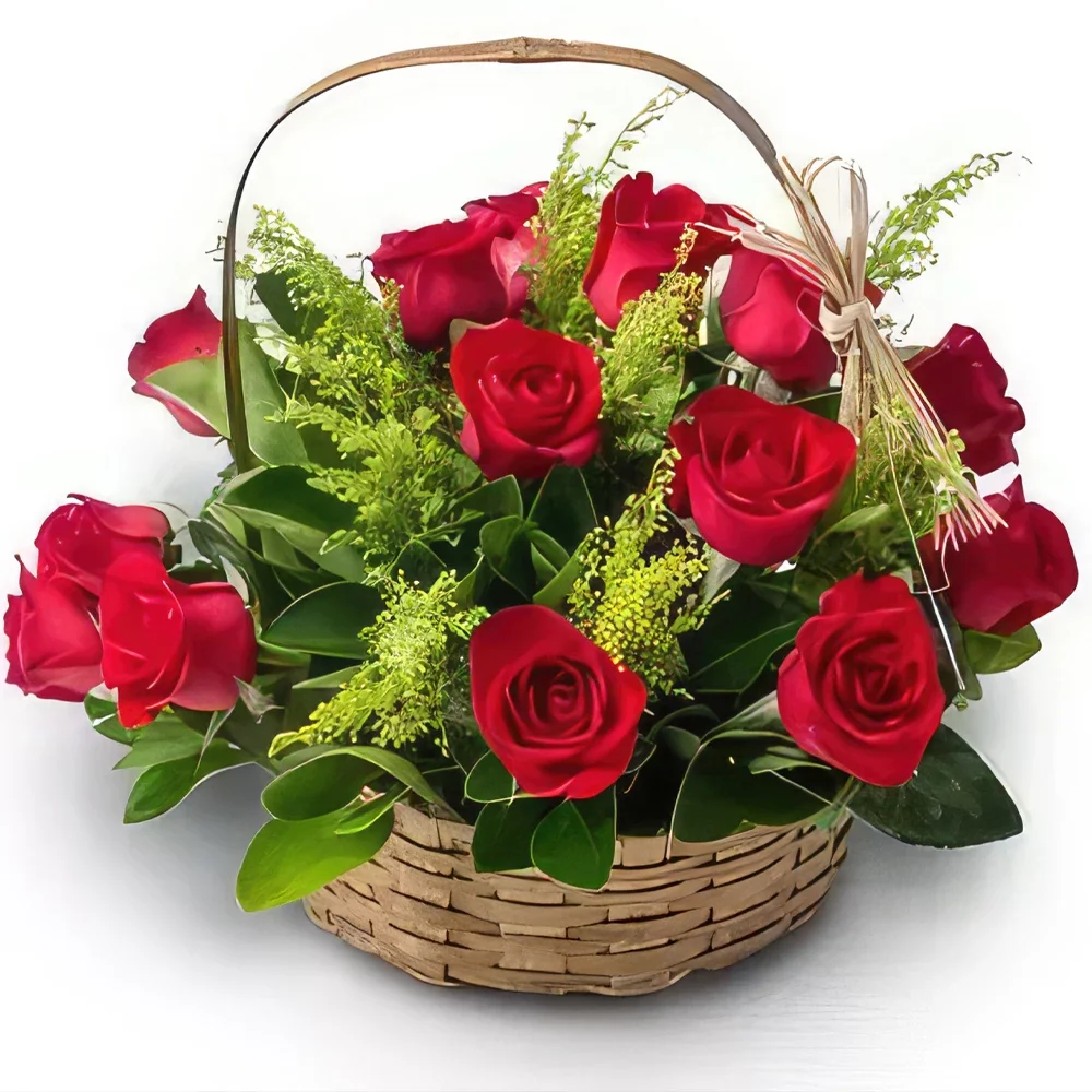 Σαλβαντόρ λουλούδια- Καλάθι με 15 κόκκινα τριαντάφυλλα Μπουκέτο/ρύθμιση λουλουδιών