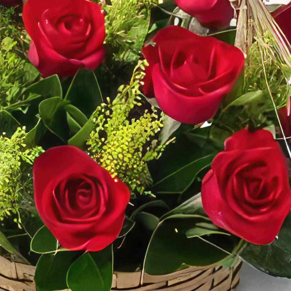 flores de Rio de Janeiro- Cesta com 15 Rosas Vermelhas Bouquet/arranjo de flor