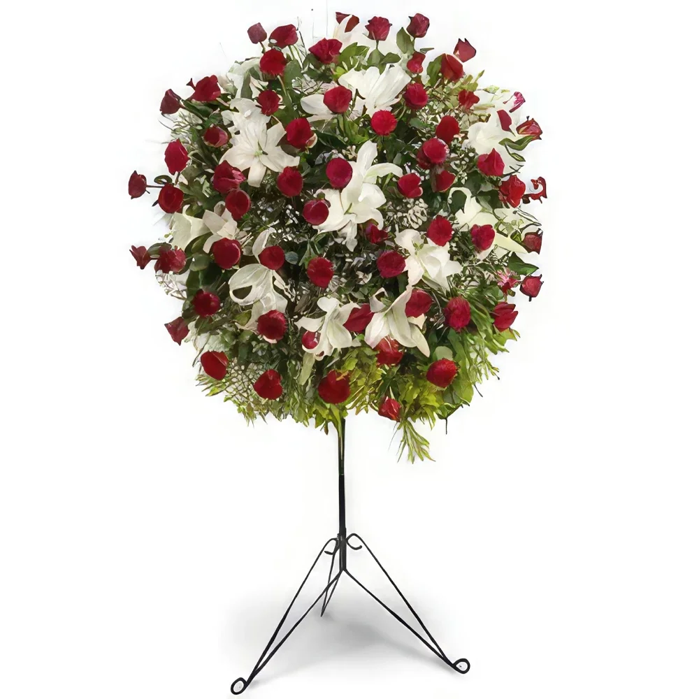 Ibiza kvety- Kvetinová guľa - ruže a ľalie na pohreb Aranžovanie kytice