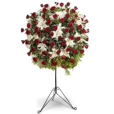 Poland flowers  -  Floral Sphere - Roses and Lilies for funeral Flower Bouquet/Arrangement