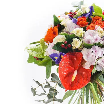 Vietri di Potenza flowers  -  Bouquet with red Anthuriums and mixed flowers Flower Bouquet/Arrangement