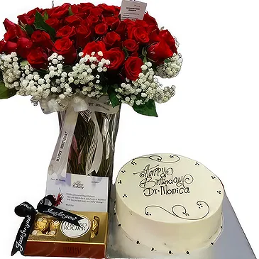 Kapseret flowers  -  Elegant Floral & Cake Gift Flower Bouquet/Arrangement