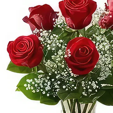 Ad Dilam blomster- 6 røde roser Blomsterarrangementer bukett