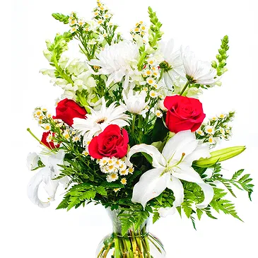 Oman flowers  -  Red and White Flower Bouquet/Arrangement