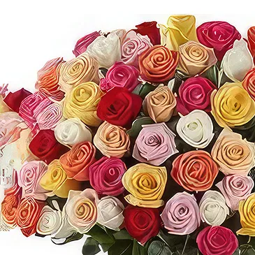 Ad Dilam blomster- 100 blandingsroser Blomsterarrangementer bukett