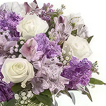 Ad Dilam blomster- Hvite og lilla blomster Blomsterarrangementer bukett
