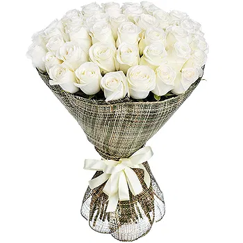 Holland flowers  -  50 White Roses Bouquet Flower Delivery
