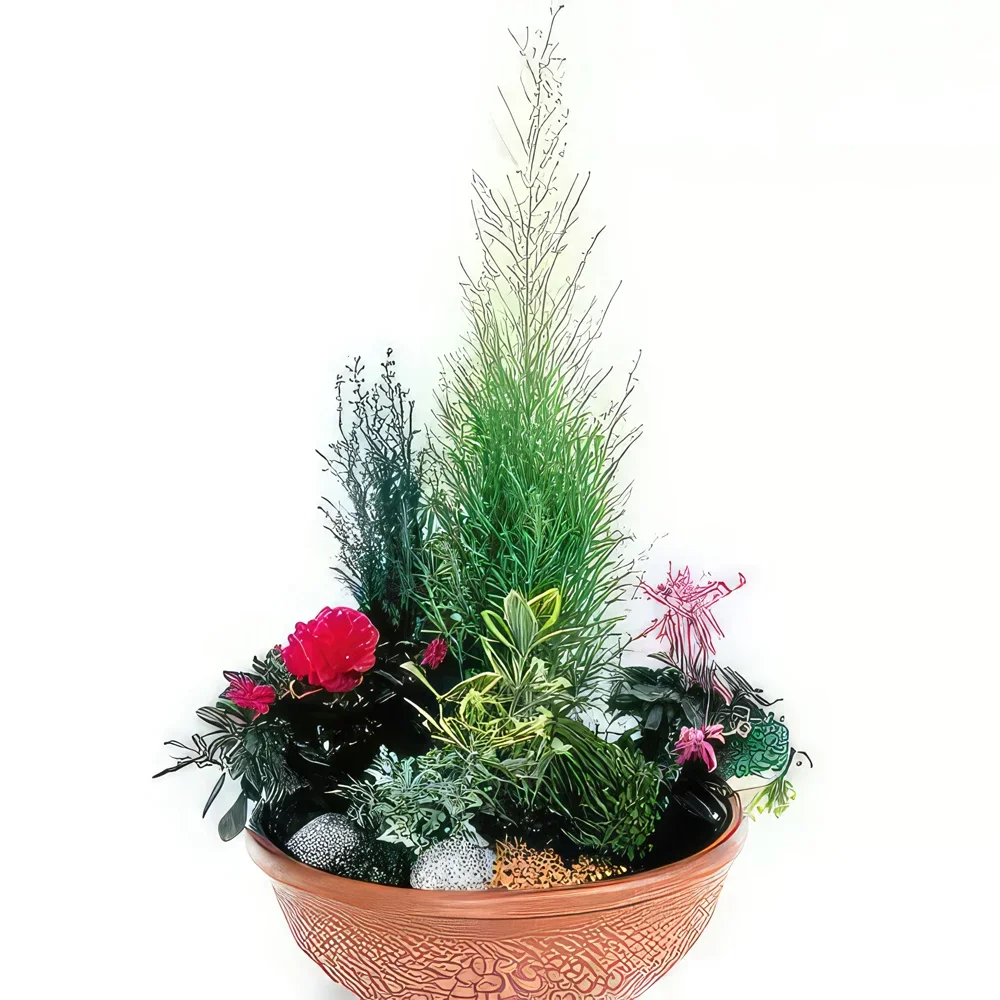 fleuriste fleurs de Toulouse- Coupe de plantes fuchsia & rouge Jardin d'Ede Bouquet/Arrangement floral