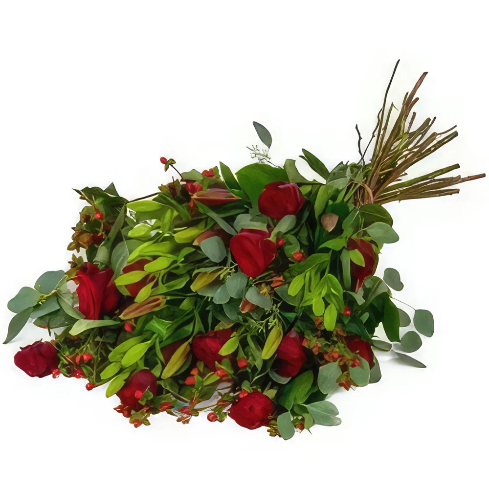 fleuriste fleurs de La Haye- Bouquet funéraire - Rouge Bouquet/Arrangement floral