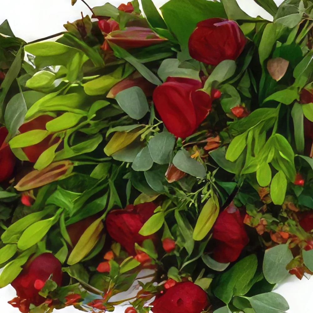 Αϊντχόβεν λουλούδια- Νεκρική ανθοδέσμη - Κόκκινο Μπουκέτο/ρύθμιση λουλουδιών