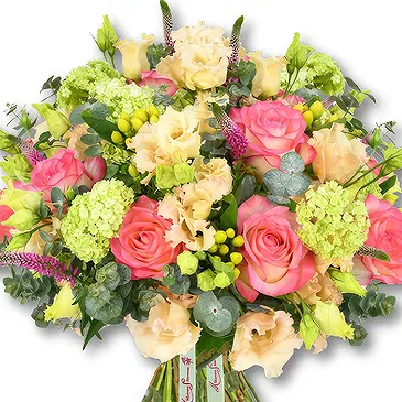 Garhoud flowers  -  Garden Bouquet in Peach, Orange & Yellow Flower Bouquet/Arrangement