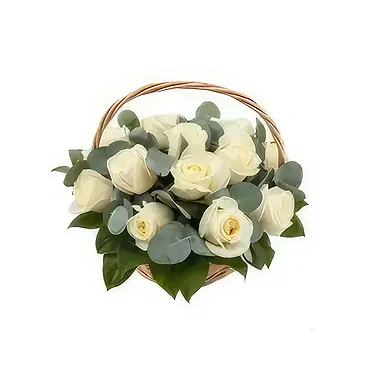 Nea Krya Vrysi flowers  -  12 White roses Flower Bouquet/Arrangement