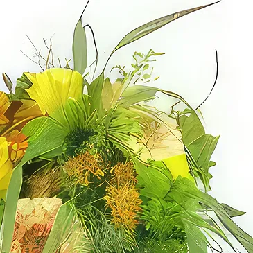 Le François flowers  -  Genoa yellow & orange rustic round bouquet Flower Bouquet/Arrangement