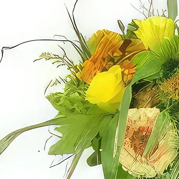 Le François flowers  -  Genoa yellow & orange rustic round bouquet Flower Bouquet/Arrangement