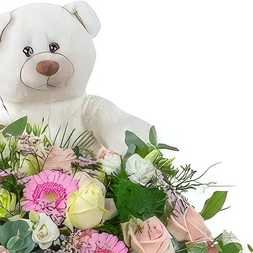 Leest blomster- Mild Biedermeier Bear Arrangement Blomsterarrangementer bukett