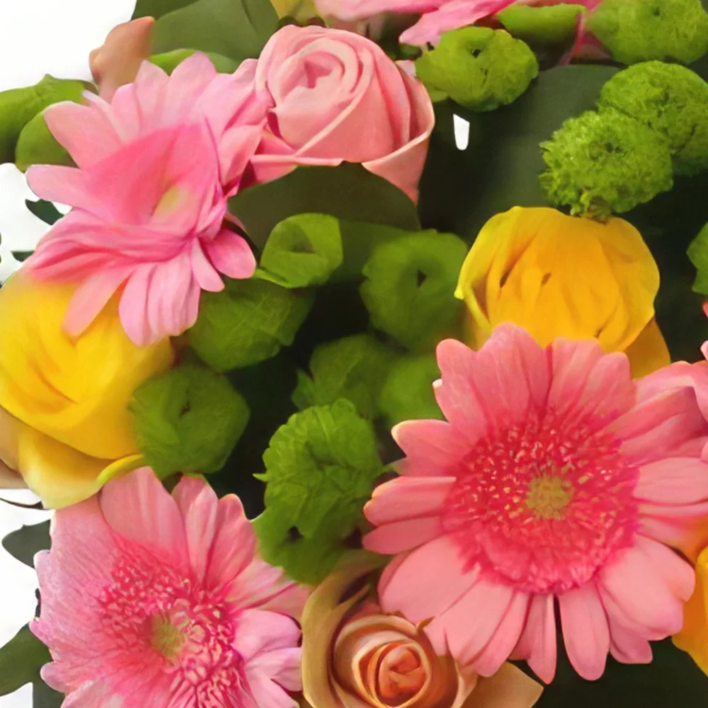 Krakau bloemen bloemist- Gele en roze rozen Boeket/bloemstuk