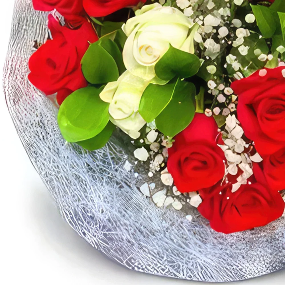 Ibiza kvety- Červená a biela Aranžovanie kytice