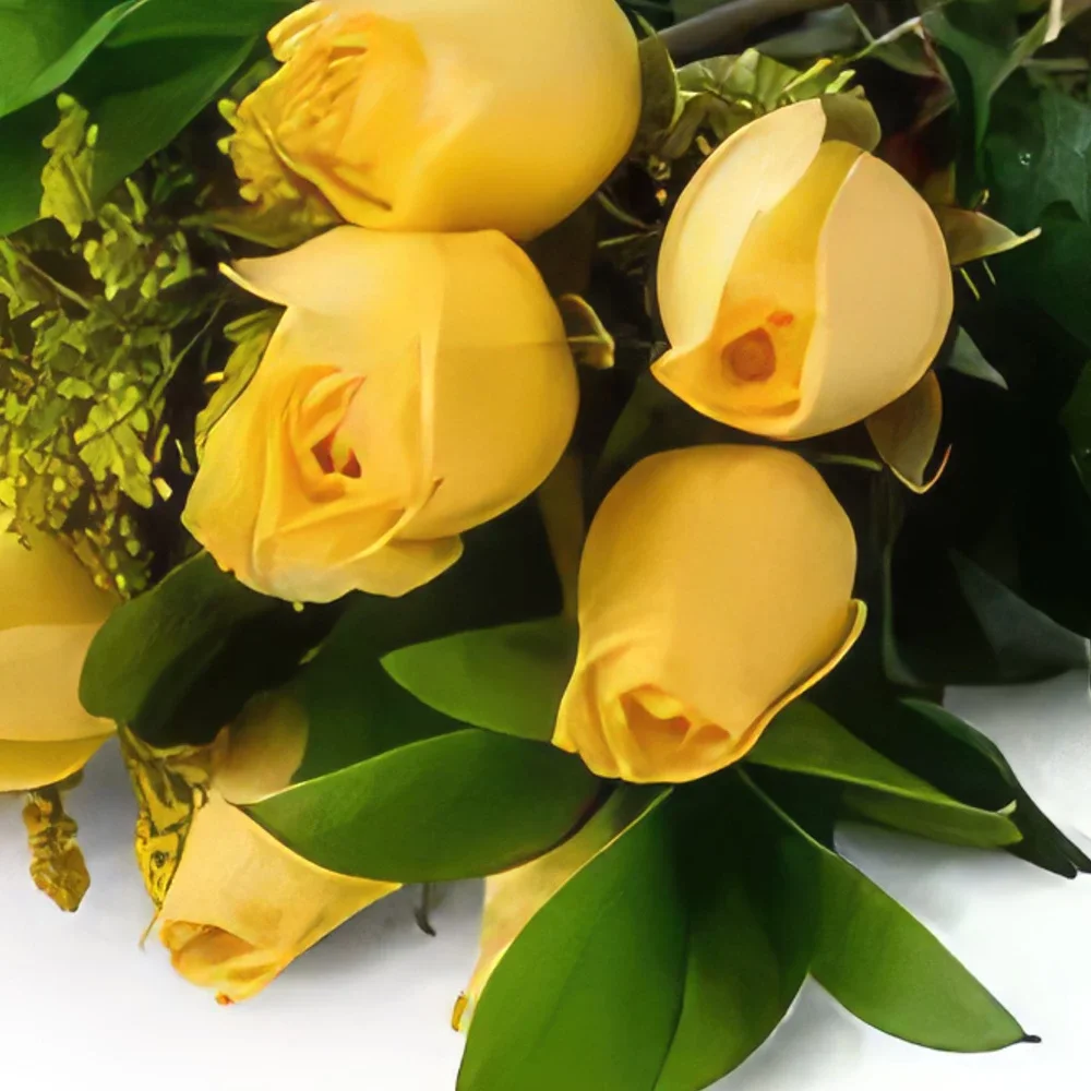 Manaus bunga- Bouquet daripada 15 Mawar Kuning Sejambak/gubahan bunga