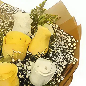Ad Dilam blomster- Sol og hvitt Blomsterarrangementer bukett