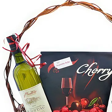 fleuriste fleurs de Bijela- Panier gourmand de vins et chocolats Bouquet/Arrangement floral