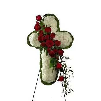ChiJtontik flowers  -  Red and white cross funeral Flower Delivery