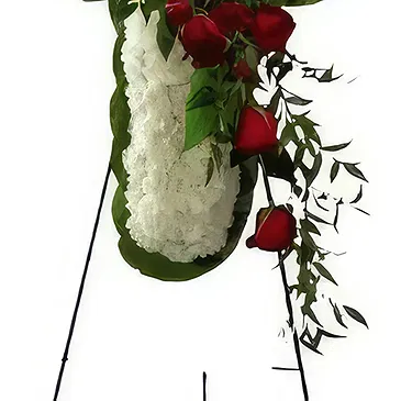 Piedra Virgen flowers  -  Red and white cross funeral Flower Bouquet/Arrangement