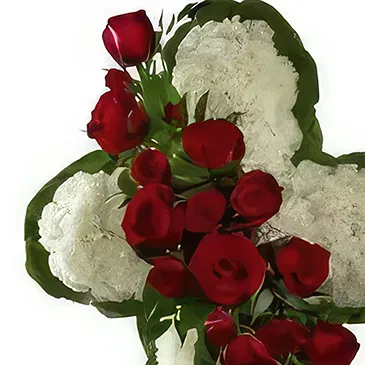 Piedra Virgen flowers  -  Red and white cross funeral Flower Bouquet/Arrangement