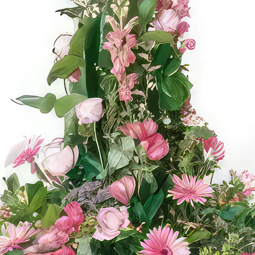 Marseille Blumen Florist- Rosa Stiefmütterchen Trauerkomposition Bouquet/Blumenschmuck