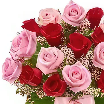 Ad Dilam blomster- Rosa og røde roser Blomsterarrangementer bukett