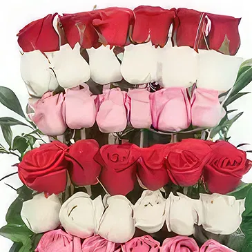 Ad Dilam blomster- Kurv med blandede roser Blomsterarrangementer bukett