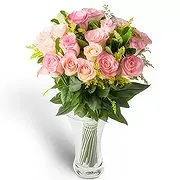 Santa Maria online Florist - Arrangement of 20 Pink Roses in Vase Bouquet
