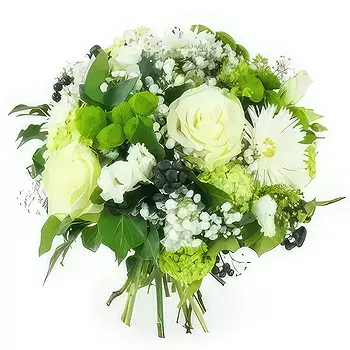 Aurignac flowers  -  Grenoble green & white round bouquet Flower Delivery