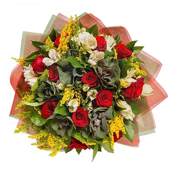 San Marino flowers  -  Bouquet with Red Roses, White Alstroemeria &  Flower Delivery