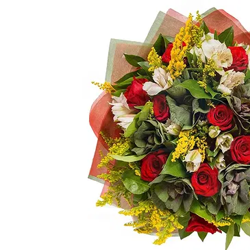 Italy flowers  -  Bouquet with Red Roses, White Alstroemeria &  Flower Bouquet/Arrangement
