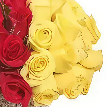 Ad Dilam blomster- Røde og gule roser Blomsterarrangementer bukett